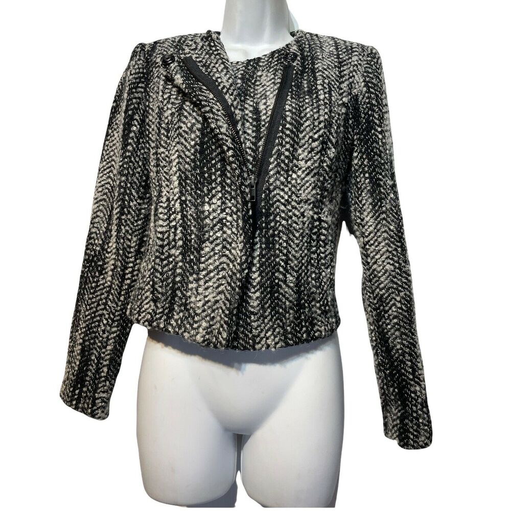 Cabi 529 Moto Over The Moon Tweed Boucle Blazer Long Sleeve Jacket Size 2